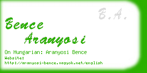 bence aranyosi business card